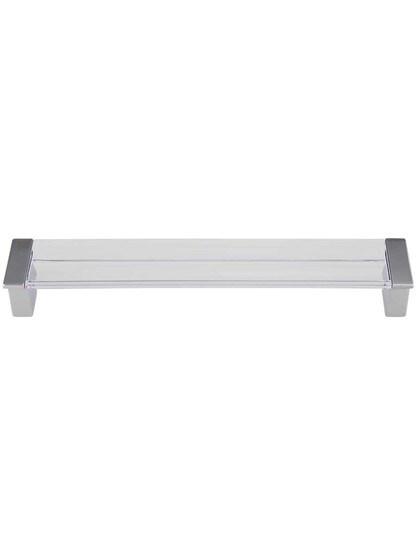 Positano Clear Cabinet Pull - 6 1/4 inch in Polished Chrome/Clear.